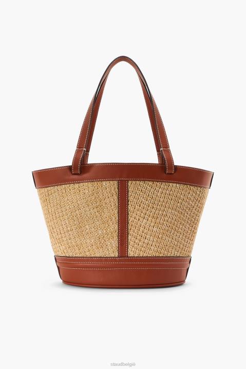 vrouwen accessoires natuurlijke bruining STAUD henri petite tas van raffia 4TZV789