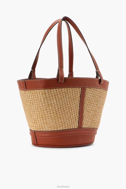 vrouwen accessoires natuurlijke bruining STAUD henri petite tas van raffia 4TZV789