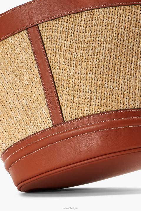 vrouwen accessoires natuurlijke bruining STAUD henri petite tas van raffia 4TZV789
