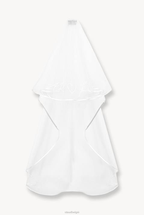 vrouwen bruids wit STAUD aangepaste geborduurde initialen sluier 4TZV1043