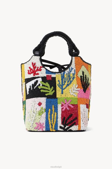 vrouwen accessoires koraal lappendeken STAUD kralen cote tas 4TZV807