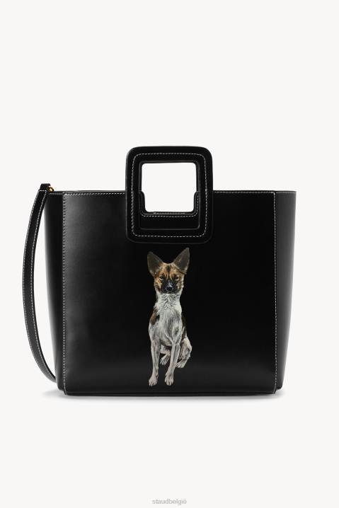 vrouwen accessoires zwart STAUD aangepaste Shirley lederen tas 4TZV1014