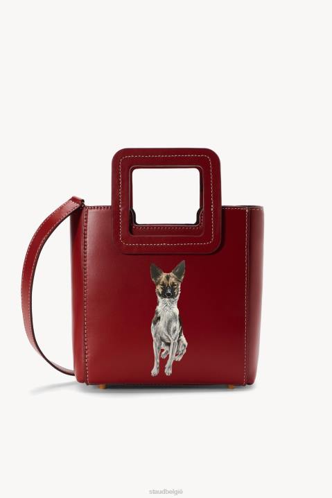 vrouwen accessoires cognac STAUD aangepaste mini shirley leren tas 4TZV1010