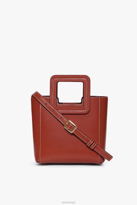vrouwen accessoires cognac STAUD mini Shirley leren tas 4TZV823