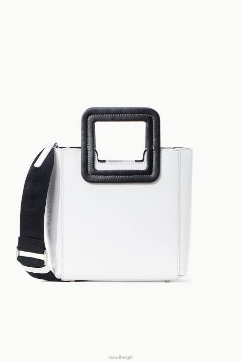 vrouwen accessoires wit Zwart STAUD mini Shirley leren tas 4TZV821