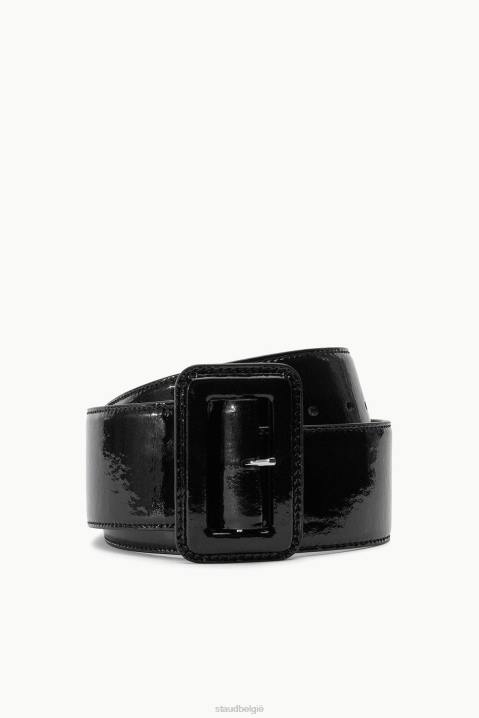vrouwen accessoires zwart patent STAUD brede tailleband 4TZV856