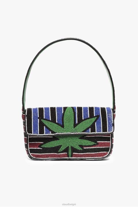 vrouwen kleding blad streep STAUD tommy kralen tas 4TZV730