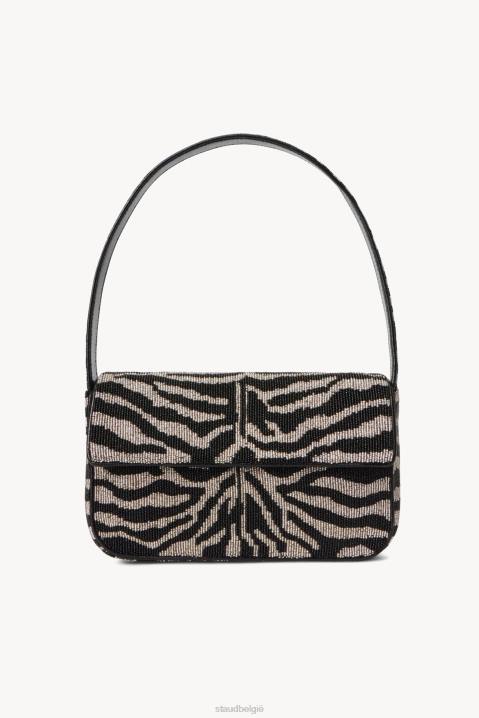 vrouwen kleding zwart wit STAUD tommy kralen tas 4TZV718