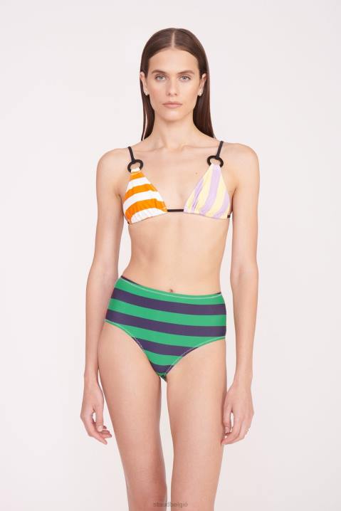vrouwen kleding cabana streep multi STAUD devon bikinibroekje met hoge taille 4TZV690