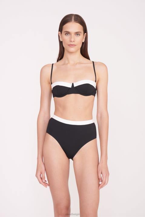 vrouwen kleding zwart wit STAUD devon bikinibroekje met hoge taille 4TZV691