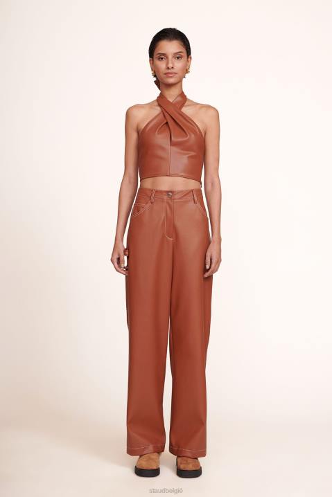 vrouwen kleding whisky veganistisch leer STAUD domino broek 4TZV554