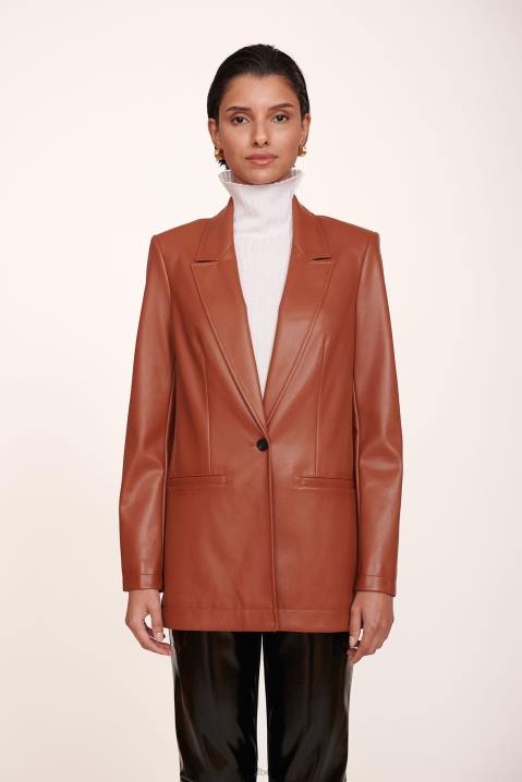 vrouwen kleding whisky veganistisch leer STAUD gekke blazer 4TZV624