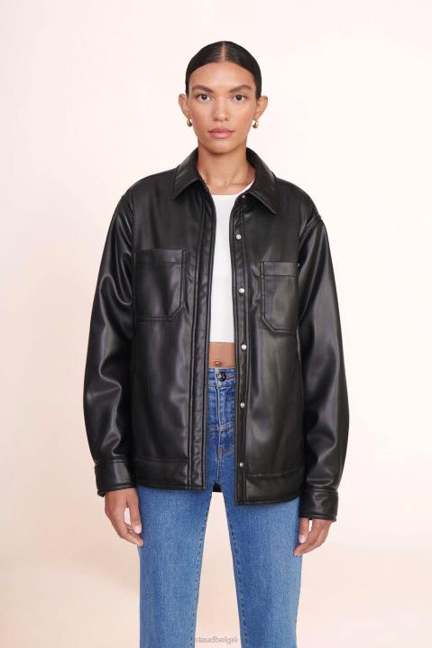vrouwen kleding zwart STAUD reisjas vegan leer 4TZV622