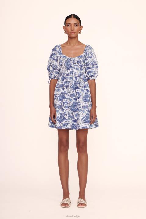 vrouwen kleding blauw toilet STAUD mini faye jurk 4TZV256