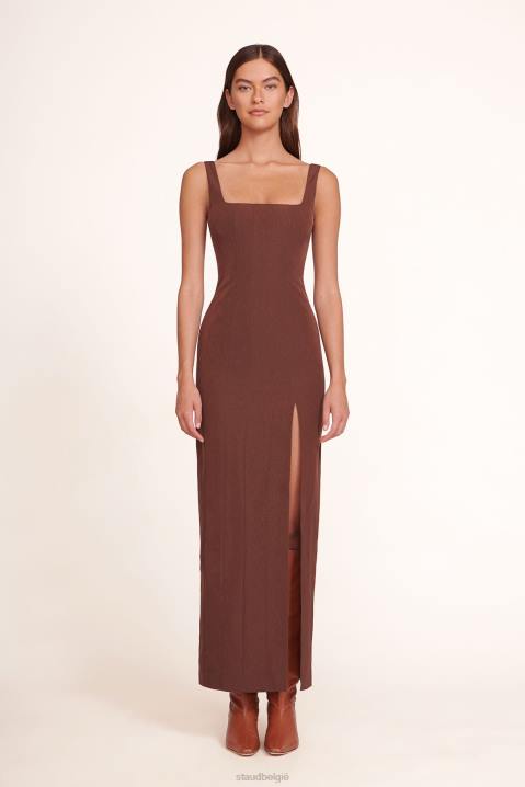 vrouwen kleding chocolade STAUD portret jurk 4TZV291