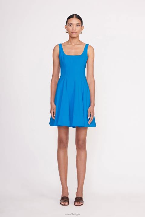vrouwen kleding eiland blauw STAUD mini wells jurk 4TZV316