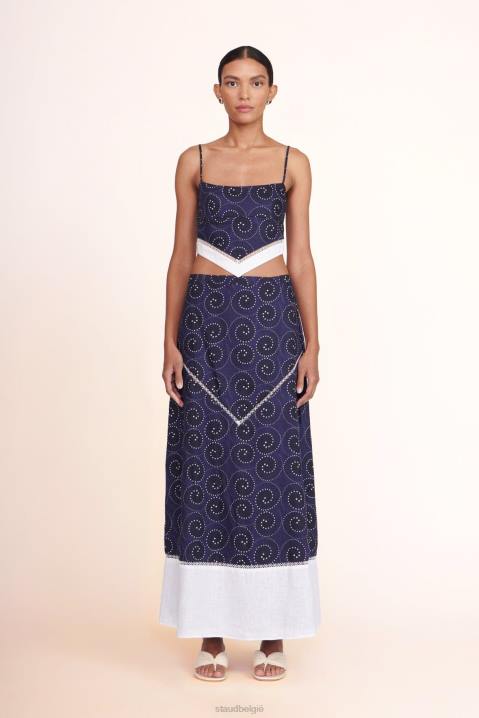vrouwen kleding marine whirlpool wit STAUD Kathleen rok 4TZV491