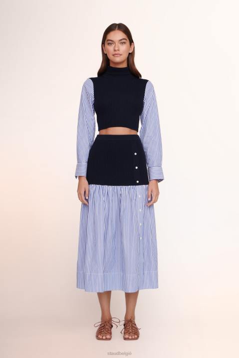 vrouwen kleding marineblauw witte streep STAUD miley rok 4TZV505