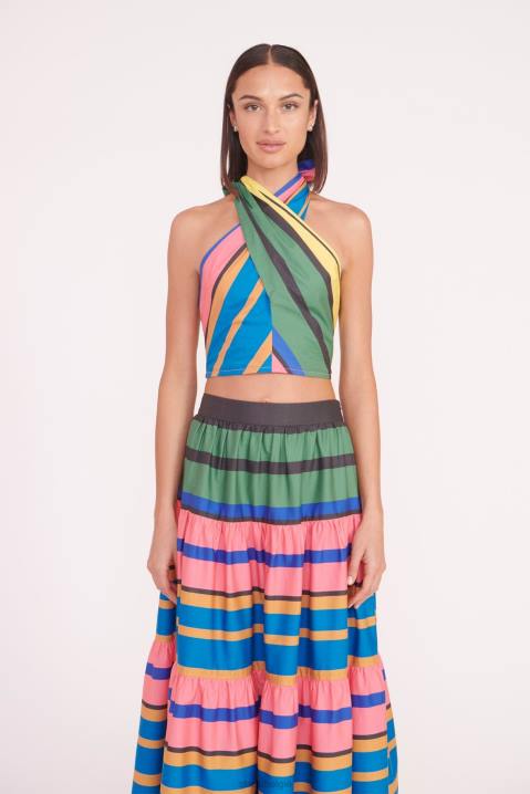 vrouwen kleding formentera streep STAUD gesmokte kai-top 4TZV345