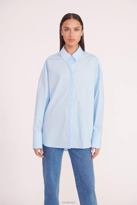 vrouwen kleding frans blauw STAUD katoenen overhemd 4TZV334