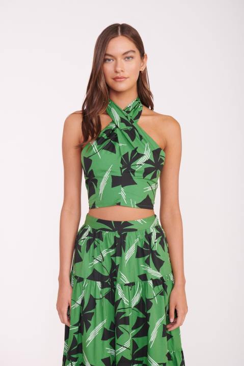 vrouwen kleding groen molentje STAUD gesmokte kai-top 4TZV342