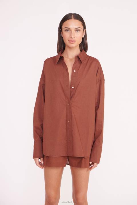 vrouwen kleding kruidnagel STAUD katoenen overhemd 4TZV333