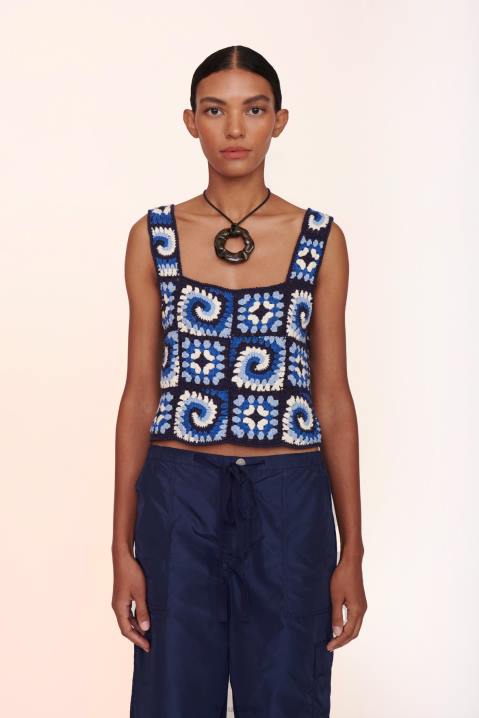 vrouwen kleding zuur kobalt STAUD psychedelische topper 4TZV426