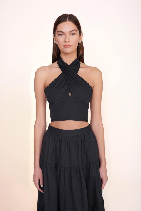 vrouwen kleding zwart STAUD gesmokte kai-top 4TZV343