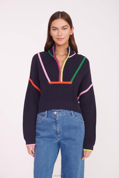 vrouwen kleding marine multi STAUD bijgesneden hampton trui 4TZV580