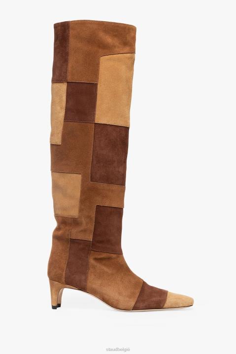 vrouwen schoenen bruin lappendeken STAUD wally laars 4TZV963