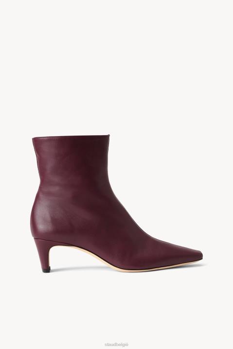 vrouwen schoenen pruim STAUD wally gespleten enkellaars 4TZV996