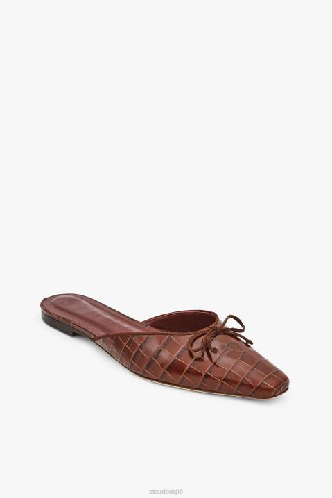 vrouwen schoenen bruine krokodil in reliëf STAUD gina muilezel 4TZV955