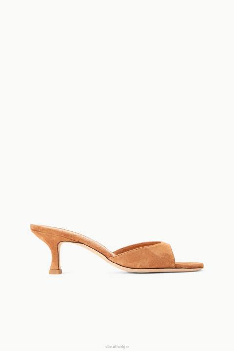 vrouwen schoenen lichtbruin suède STAUD brigitte muilezel 4TZV945