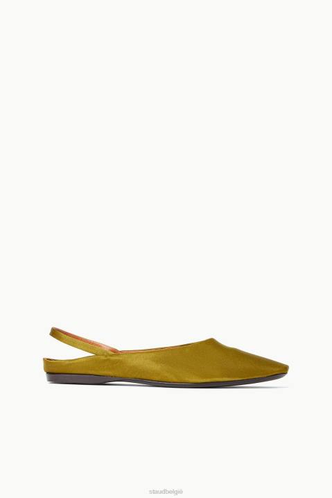vrouwen schoenen olijf STAUD janine muilezel satijn 4TZV952