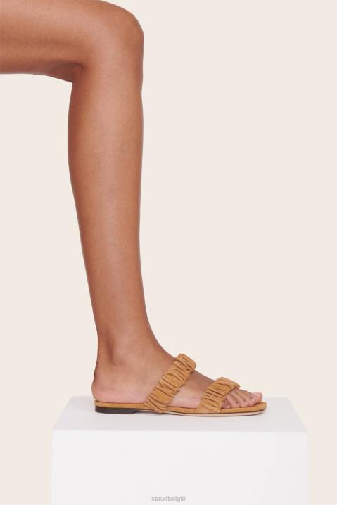 vrouwen schoenen cashew suède STAUD maya ruches sandaal cashewnoten 4TZV925